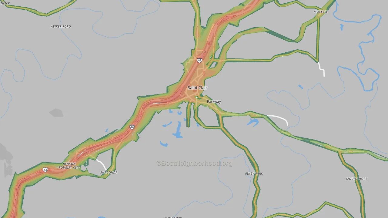 63077, MO Map of Noise Levels in 63077