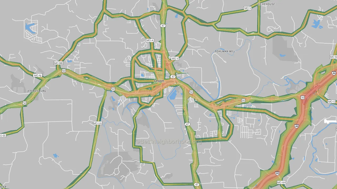 63084, MO Map of Noise Levels in 63084
