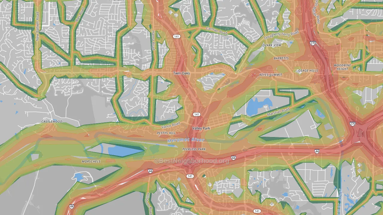 63088, MO Map of Noise Levels in 63088