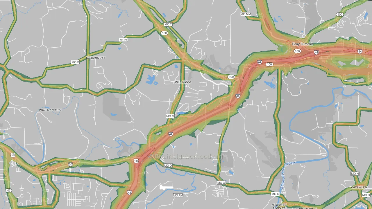 63089, MO Map of Noise Levels in 63089
