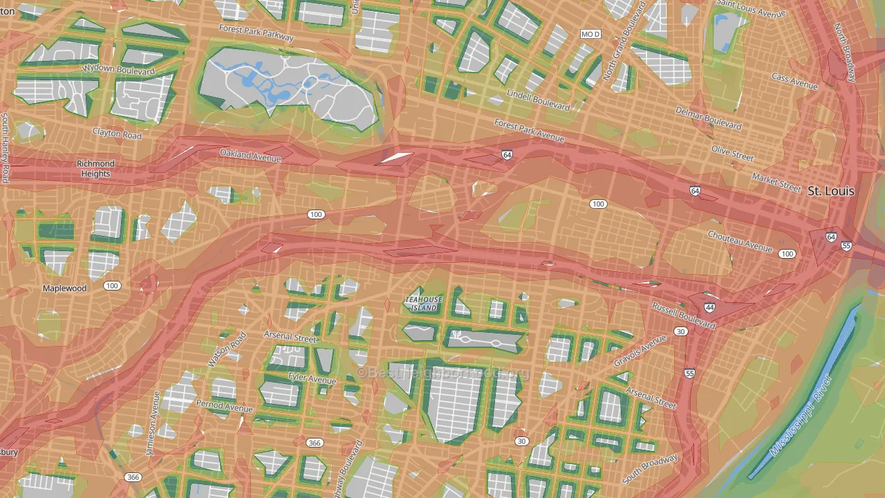 63110, MO Map of Noise Levels in 63110