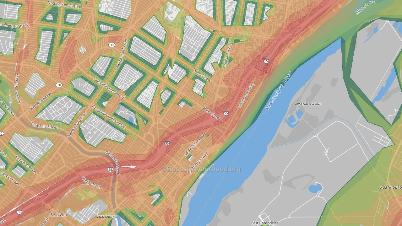 63111, MO Map of Noise Levels in 63111