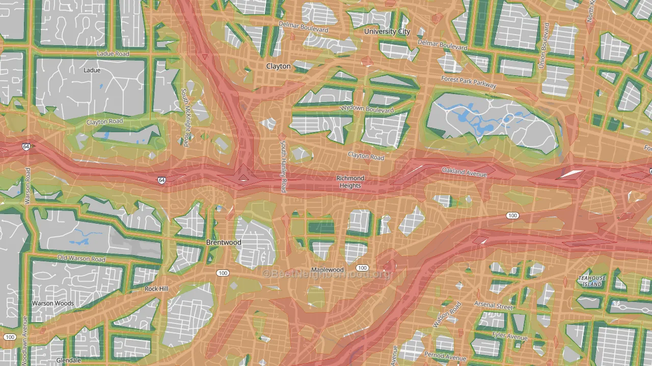 63117, MO Map of Noise Levels in 63117