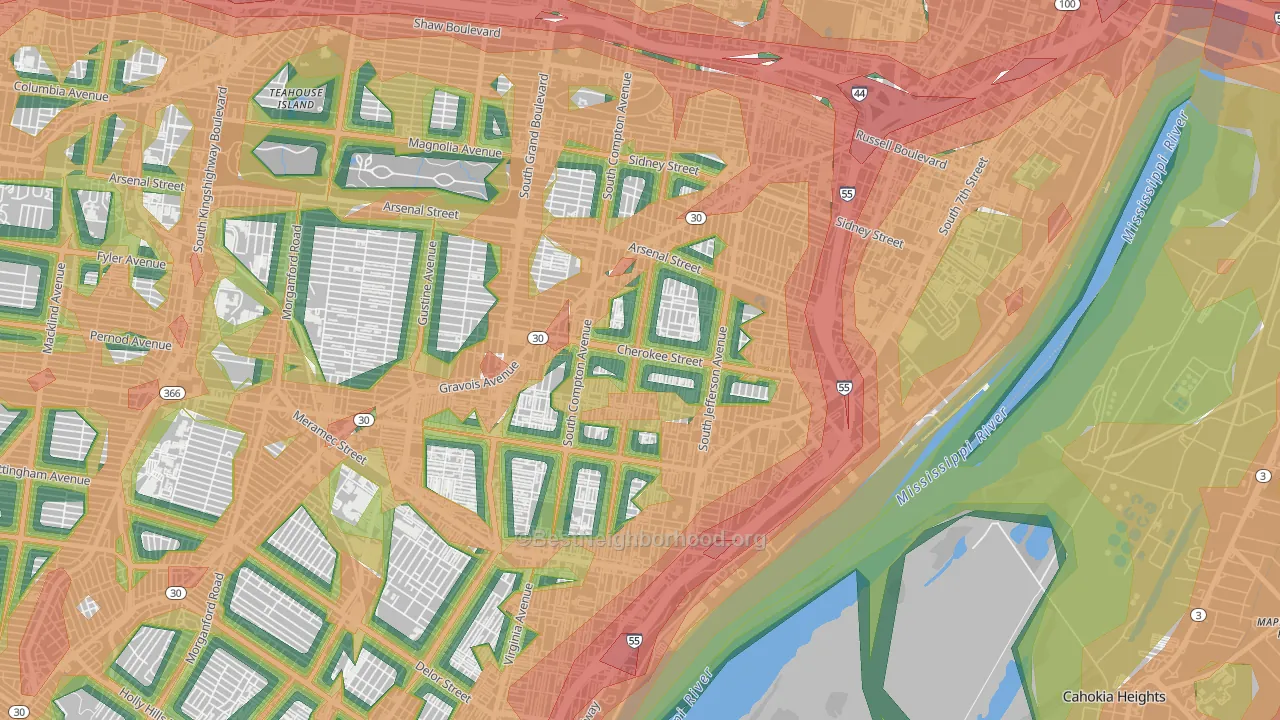 63118, MO Map of Noise Levels in 63118