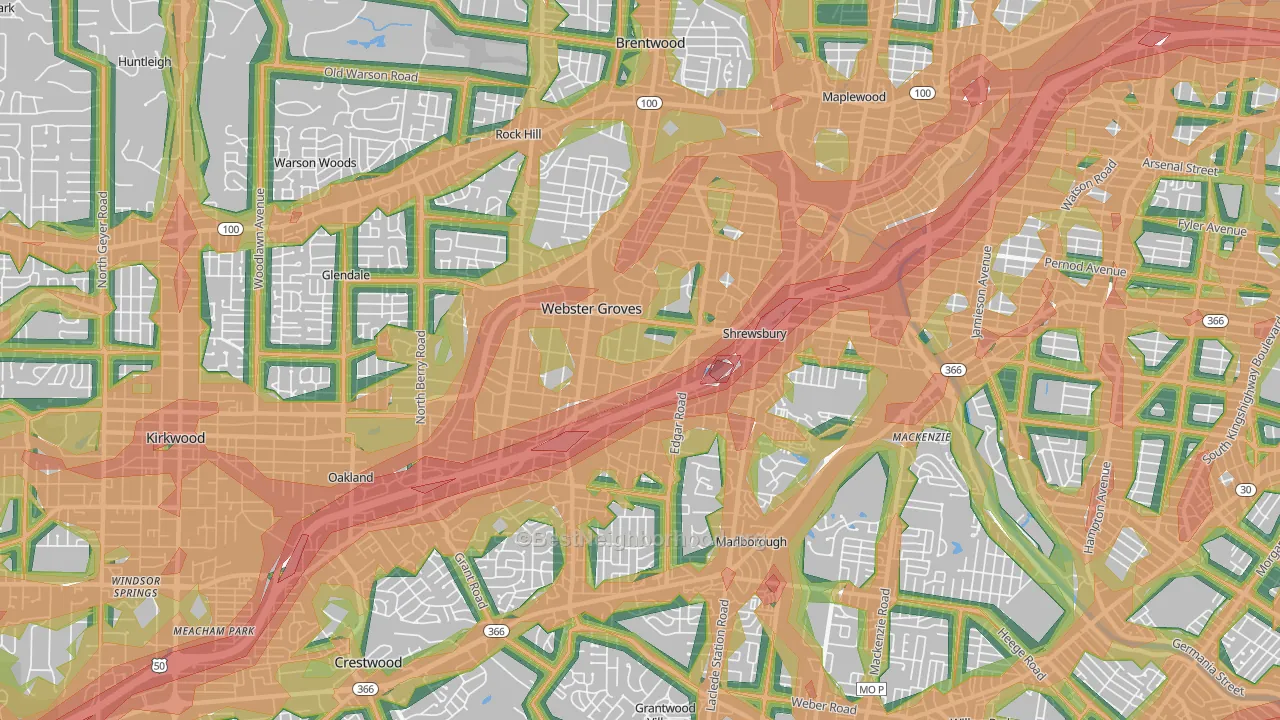 63119, MO Map of Noise Levels in 63119