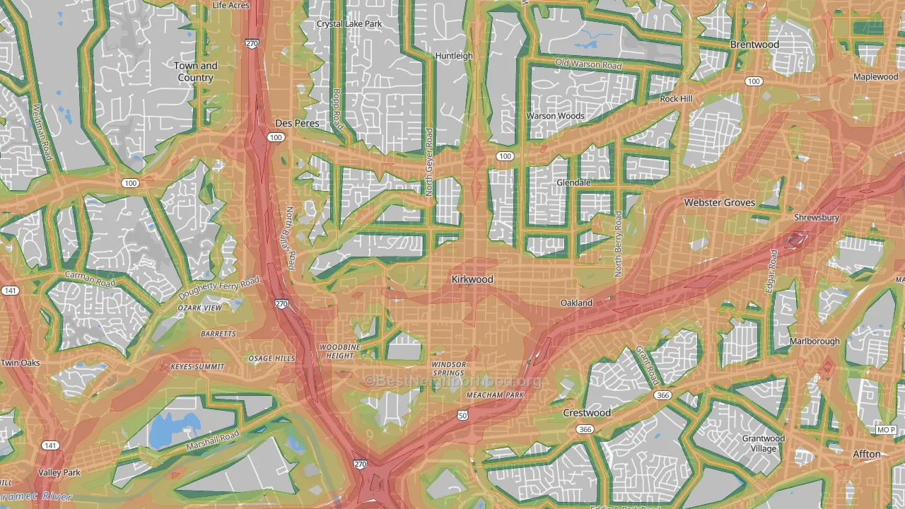 63122, MO Map of Noise Levels in 63122