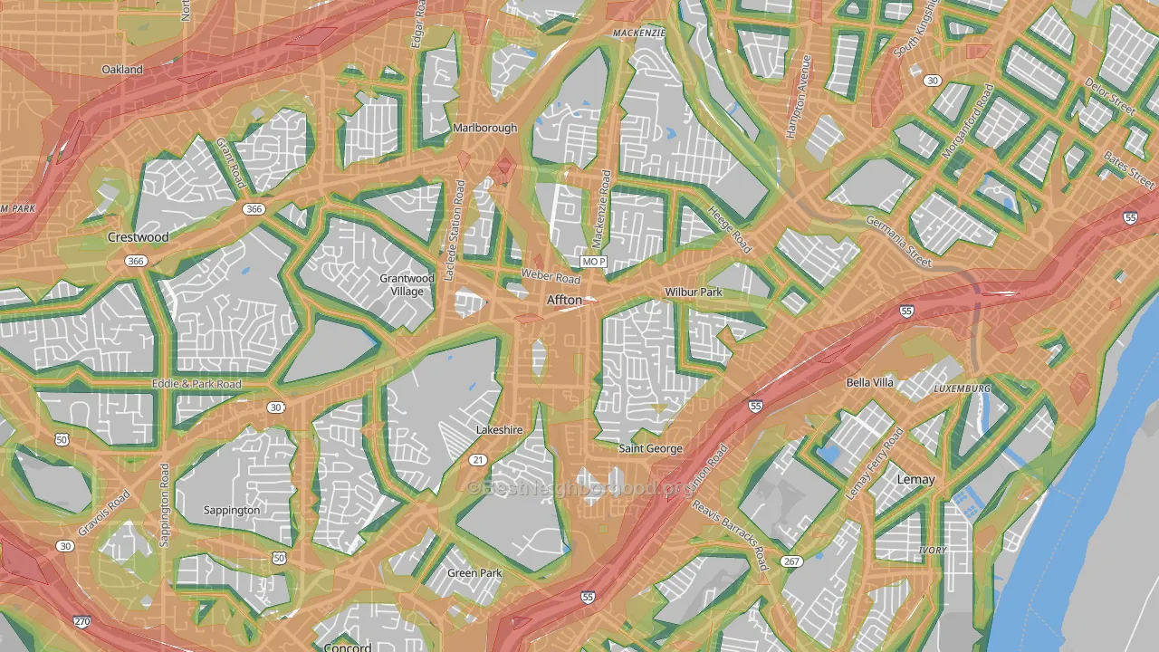 63123, MO Map of Noise Levels in 63123