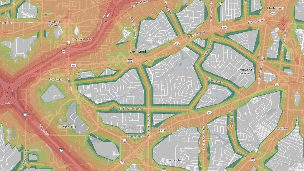 63126, MO Map of Noise Levels in 63126