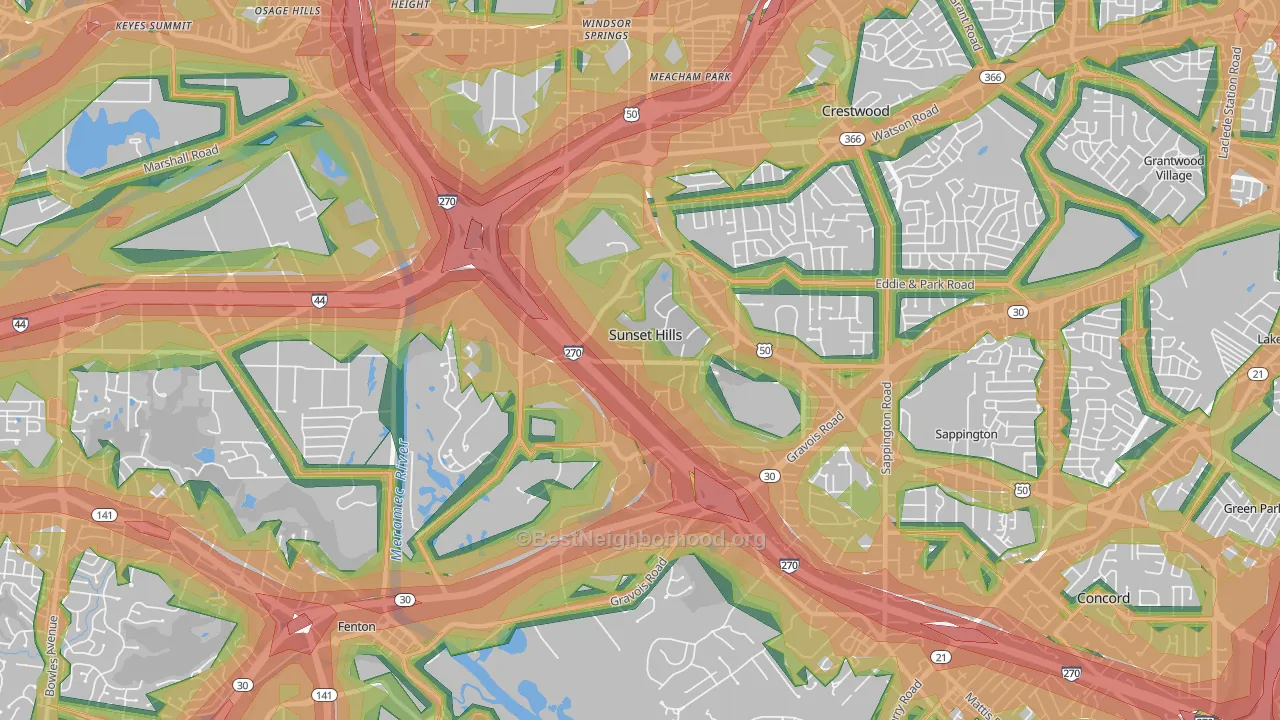 63127, MO Map of Noise Levels in 63127