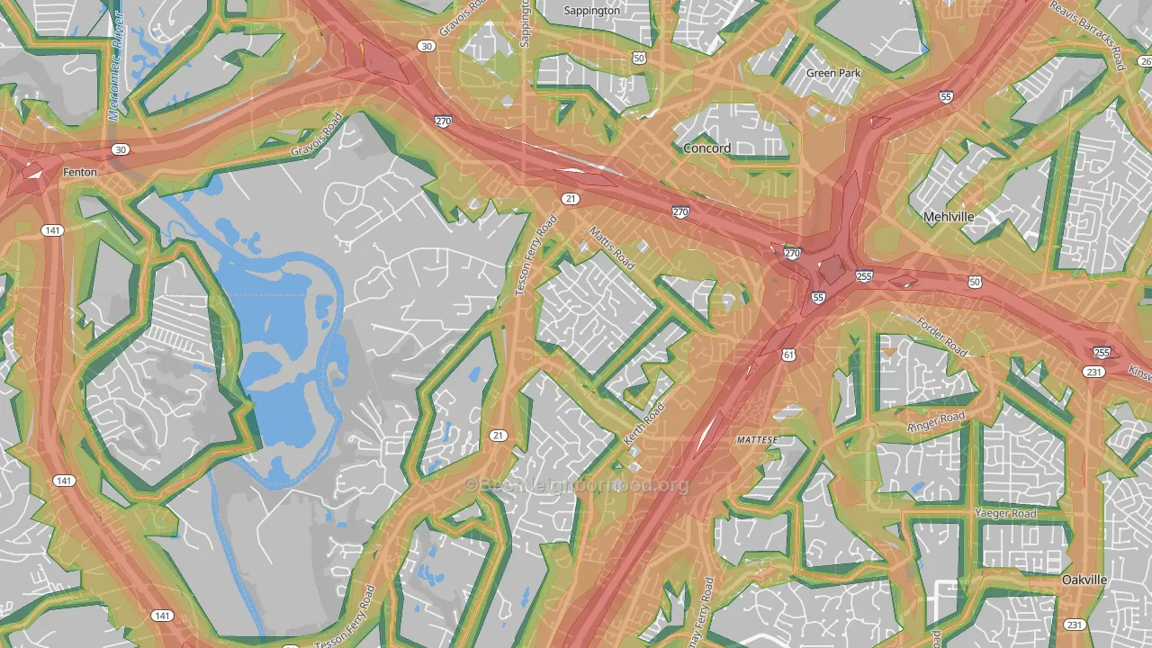63128, MO Map of Noise Levels in 63128