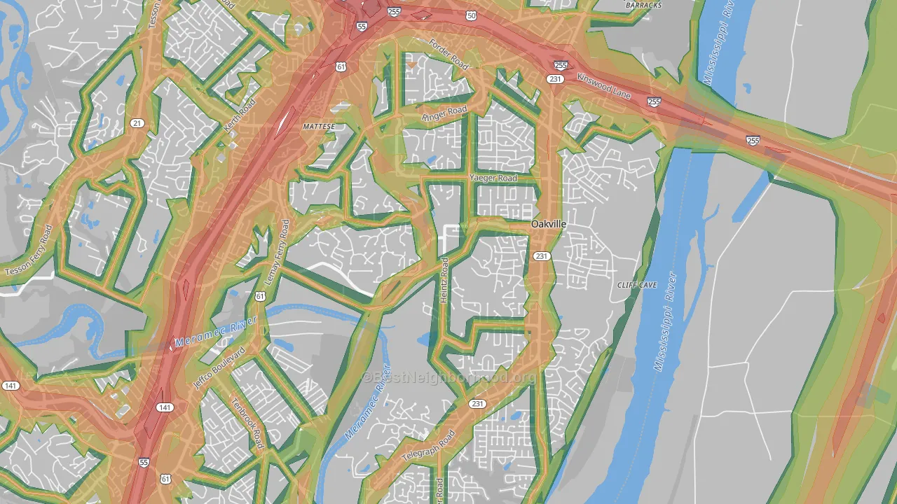 63129, MO Map of Noise Levels in 63129