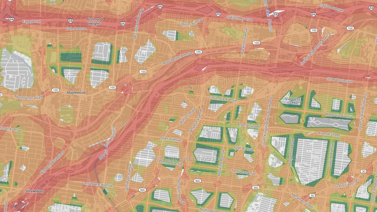 63139, MO Map of Noise Levels in 63139