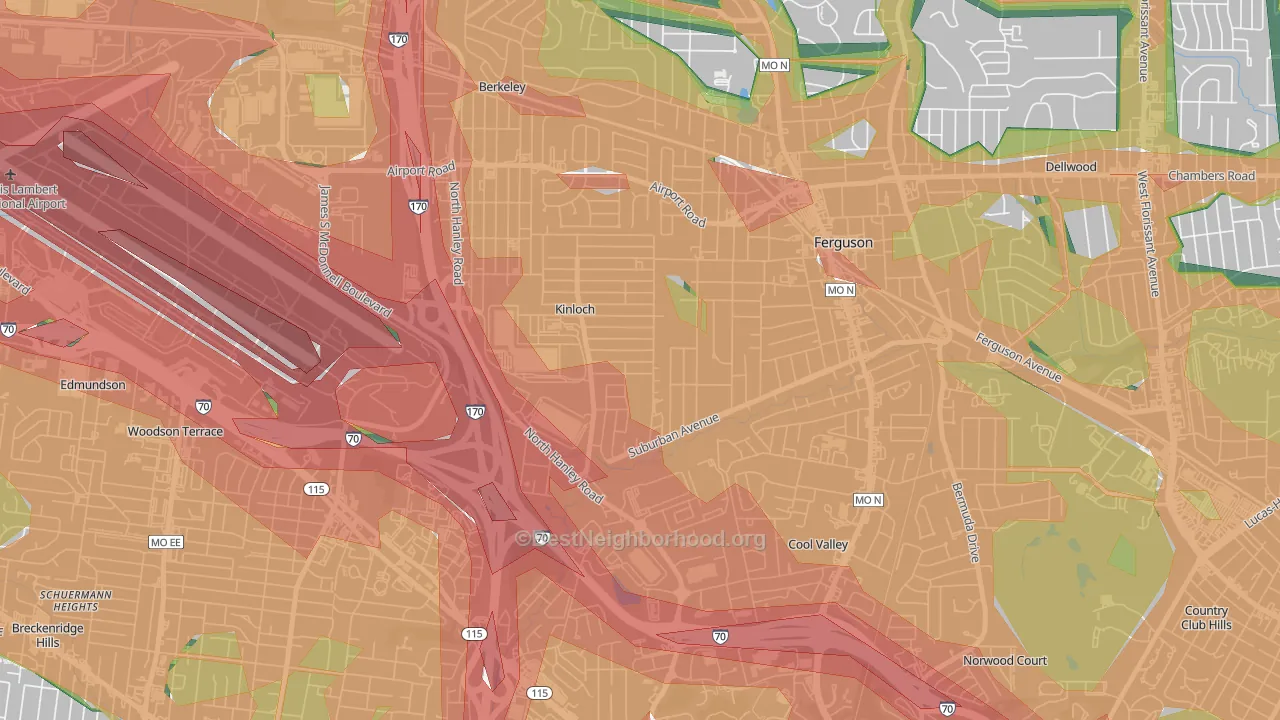 63140, MO Map of Noise Levels in 63140