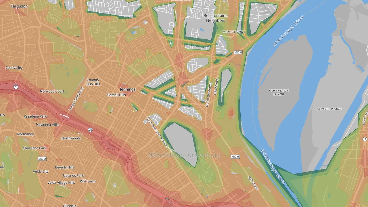 63147, MO Map of Noise Levels in 63147