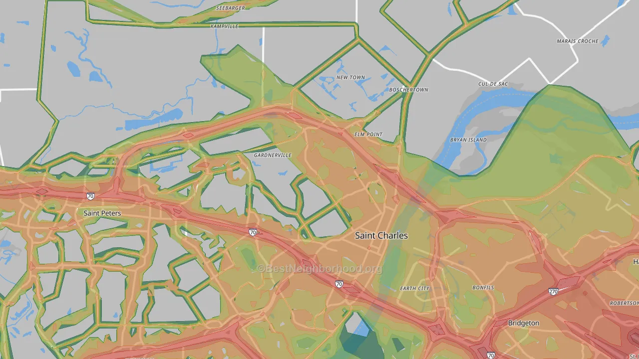 63301, MO Map of Noise Levels in 63301