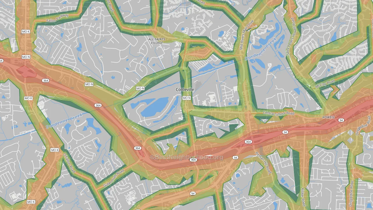 63338, MO Map of Noise Levels in 63338