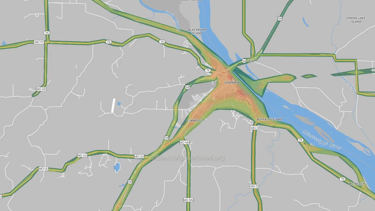 63353, MO Map of Noise Levels in 63353