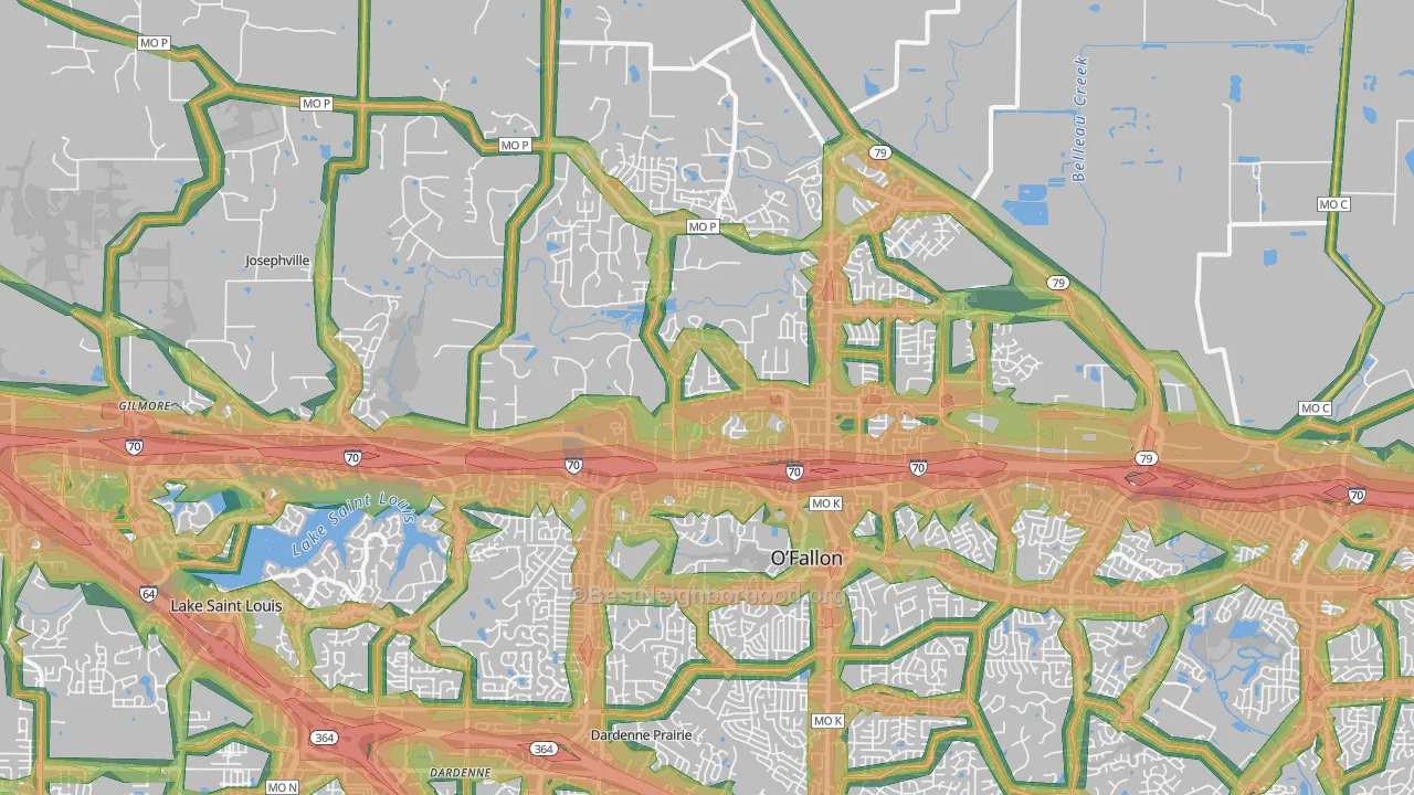 63366, MO Map of Noise Levels in 63366