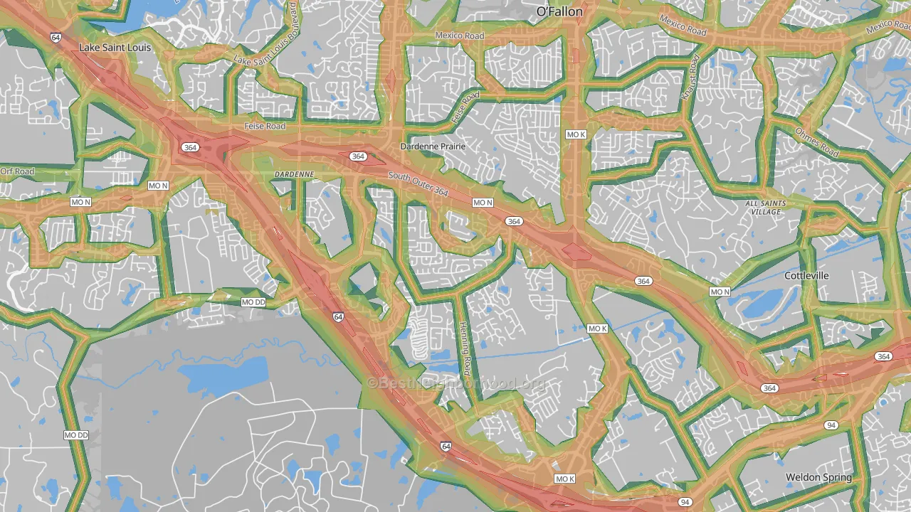 63368, MO Map of Noise Levels in 63368