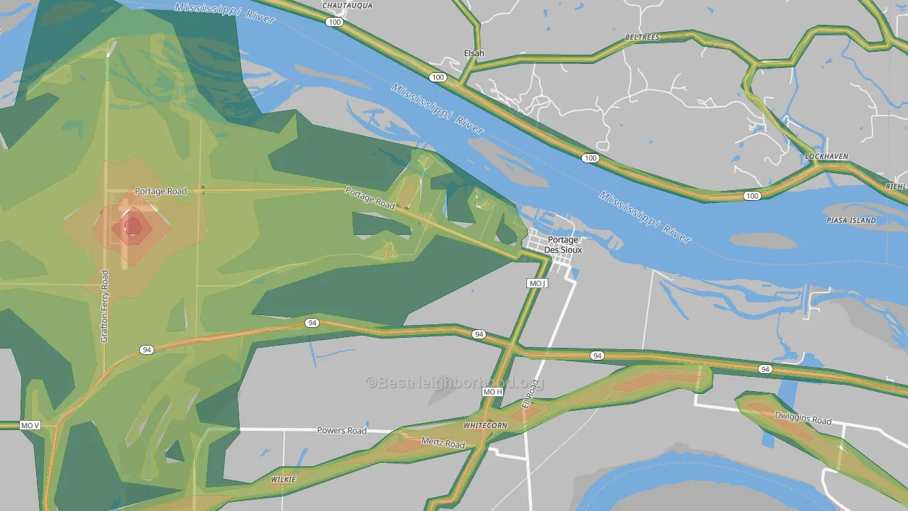 63373, MO Map of Noise Levels in 63373