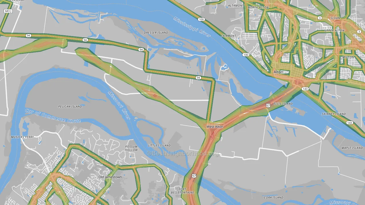 63386, MO Map of Noise Levels in 63386