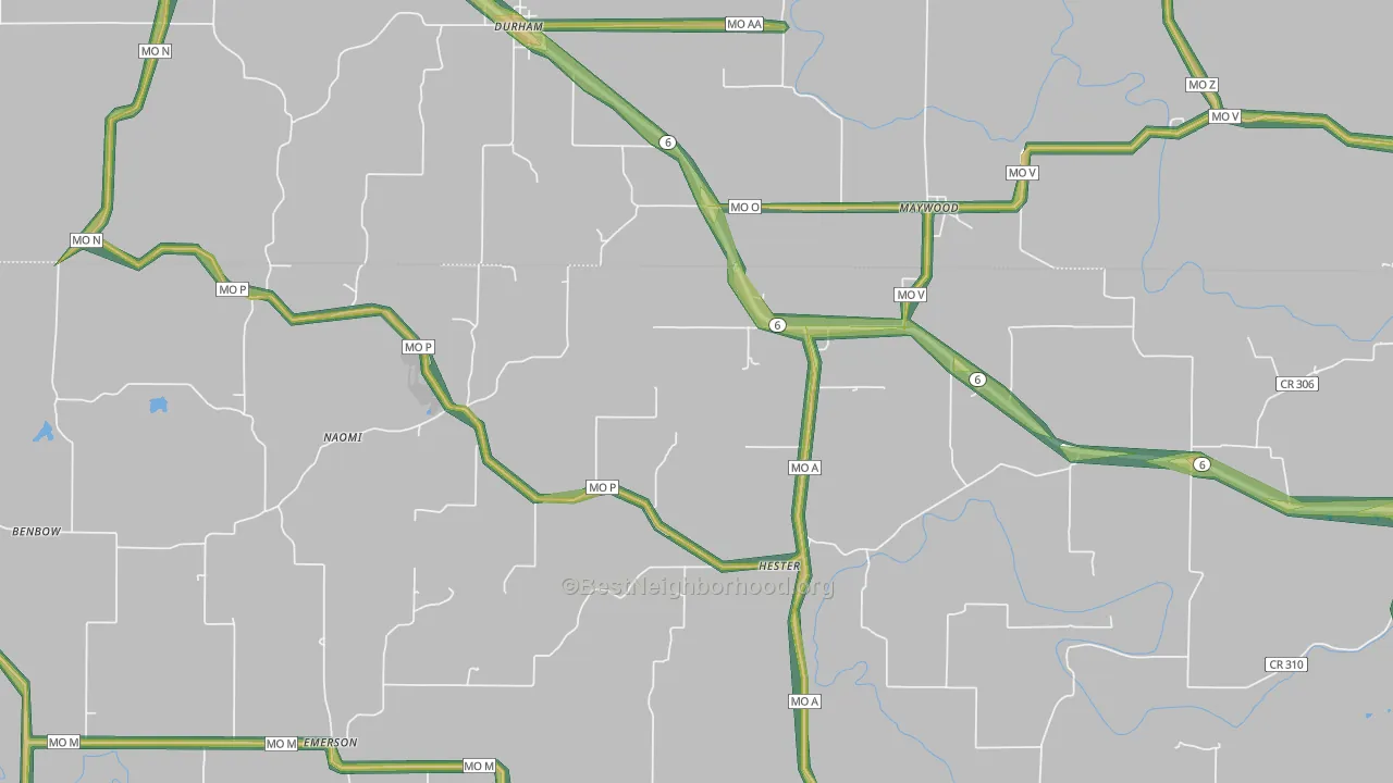63454, MO Map of Noise Levels in 63454