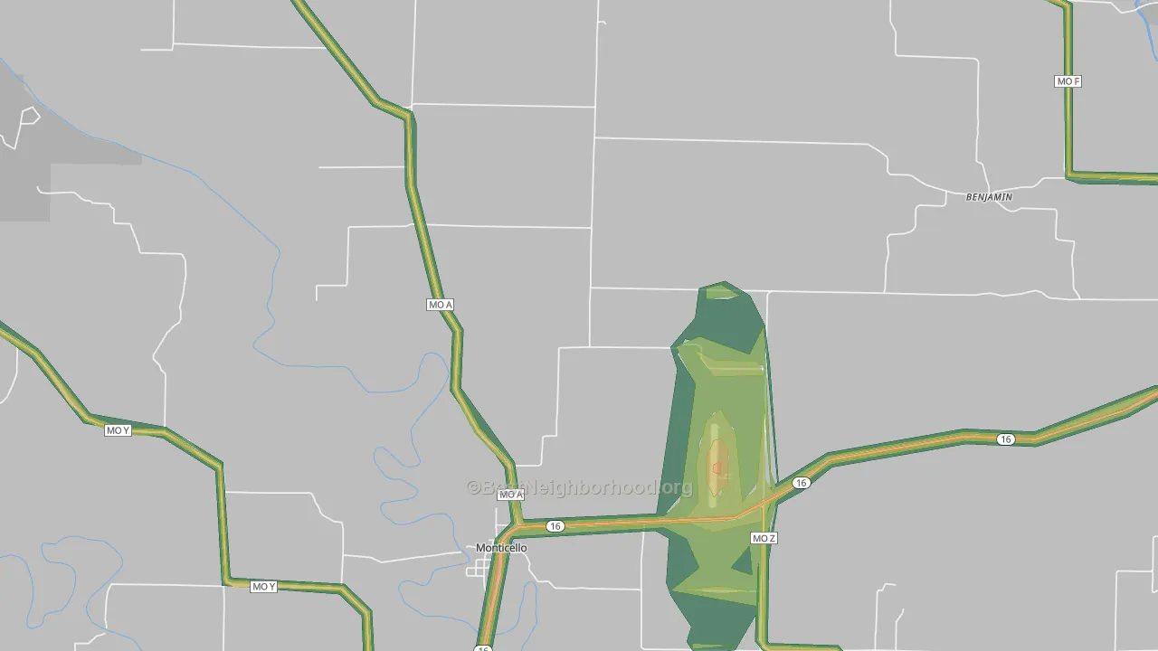 63457, MO Map of Noise Levels in 63457