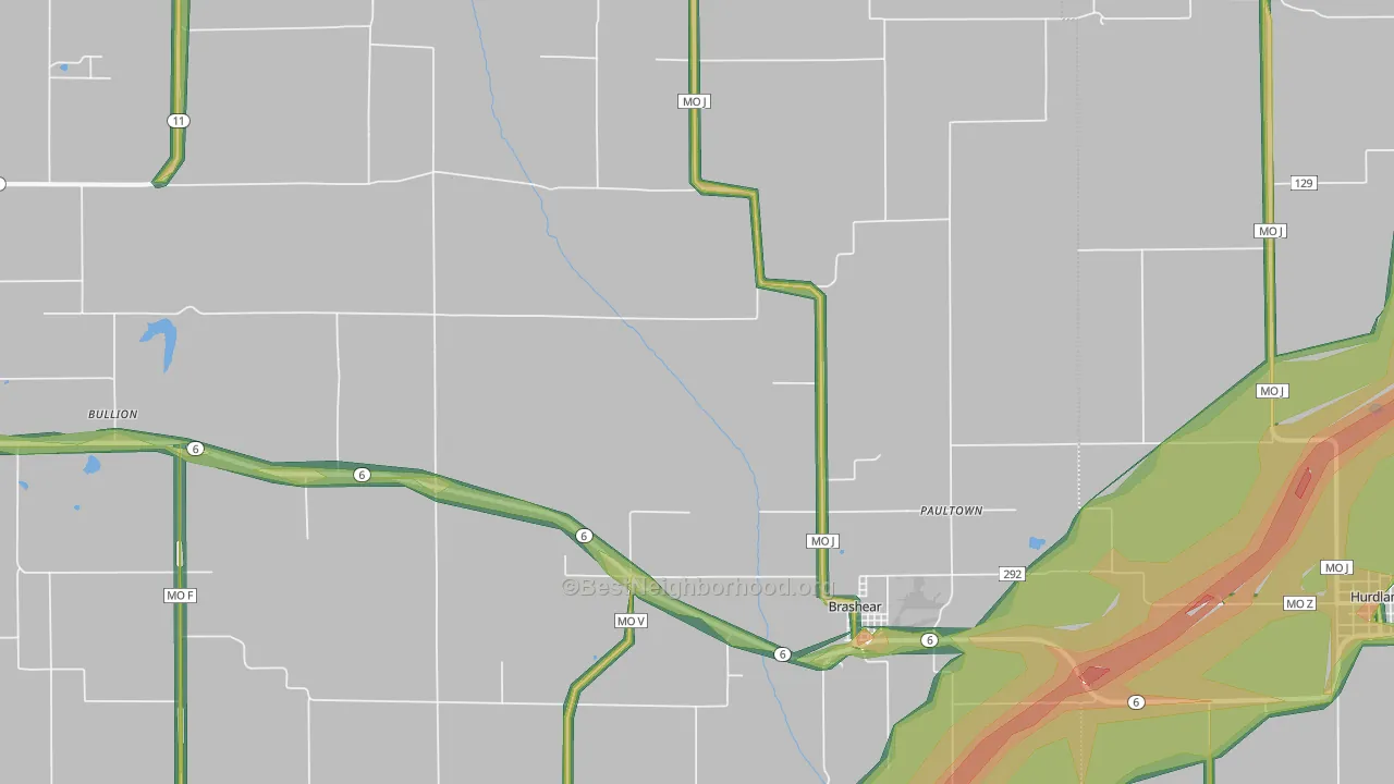 63533, MO Map of Noise Levels in 63533