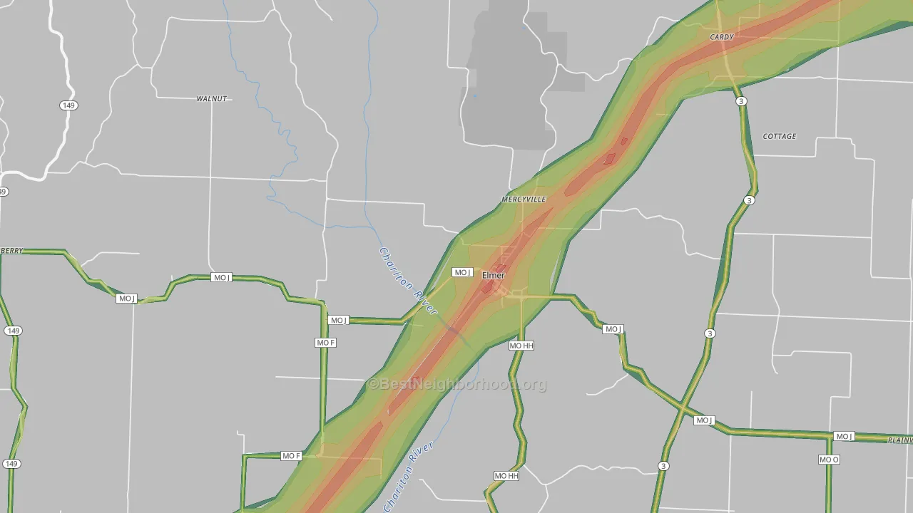 63538, MO Map of Noise Levels in 63538