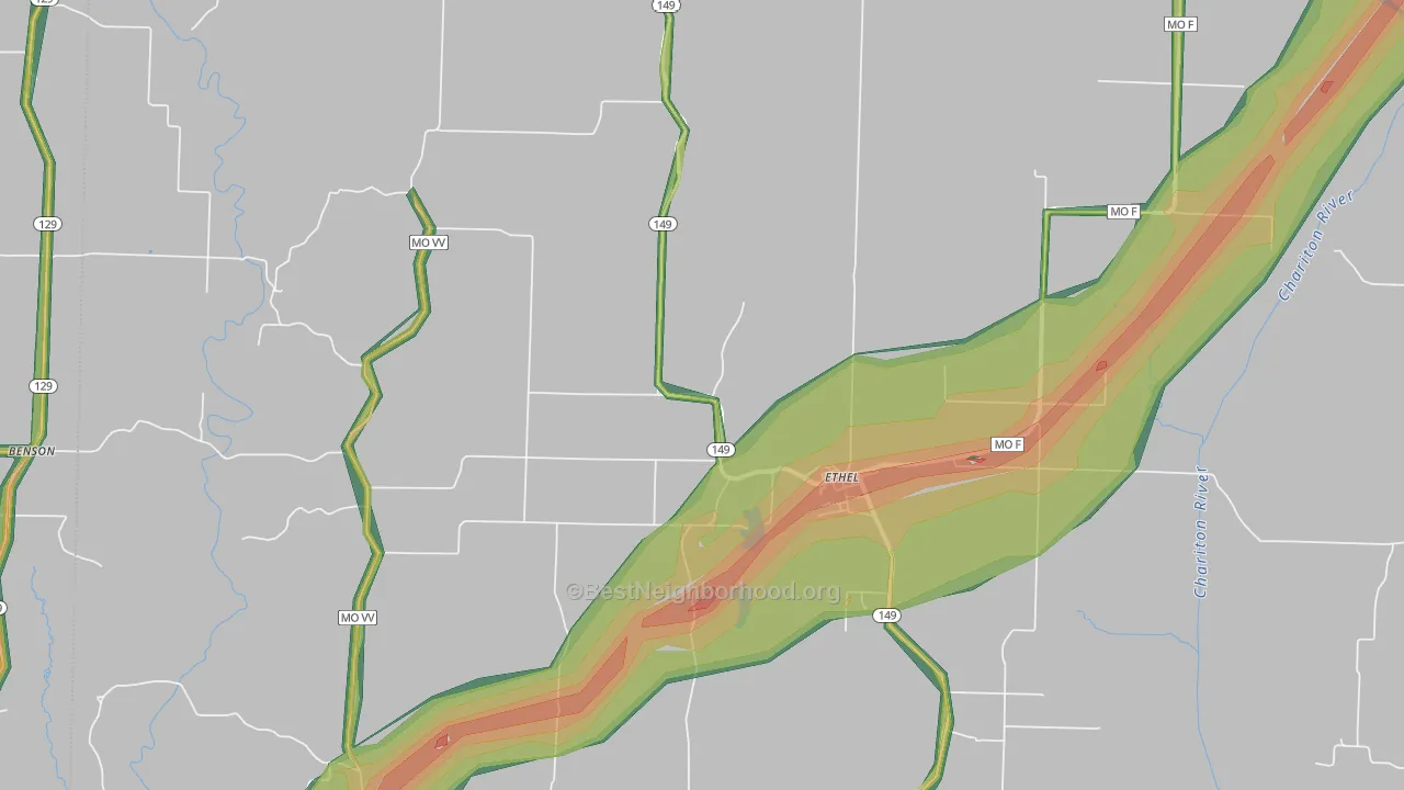 63539, MO Map of Noise Levels in 63539