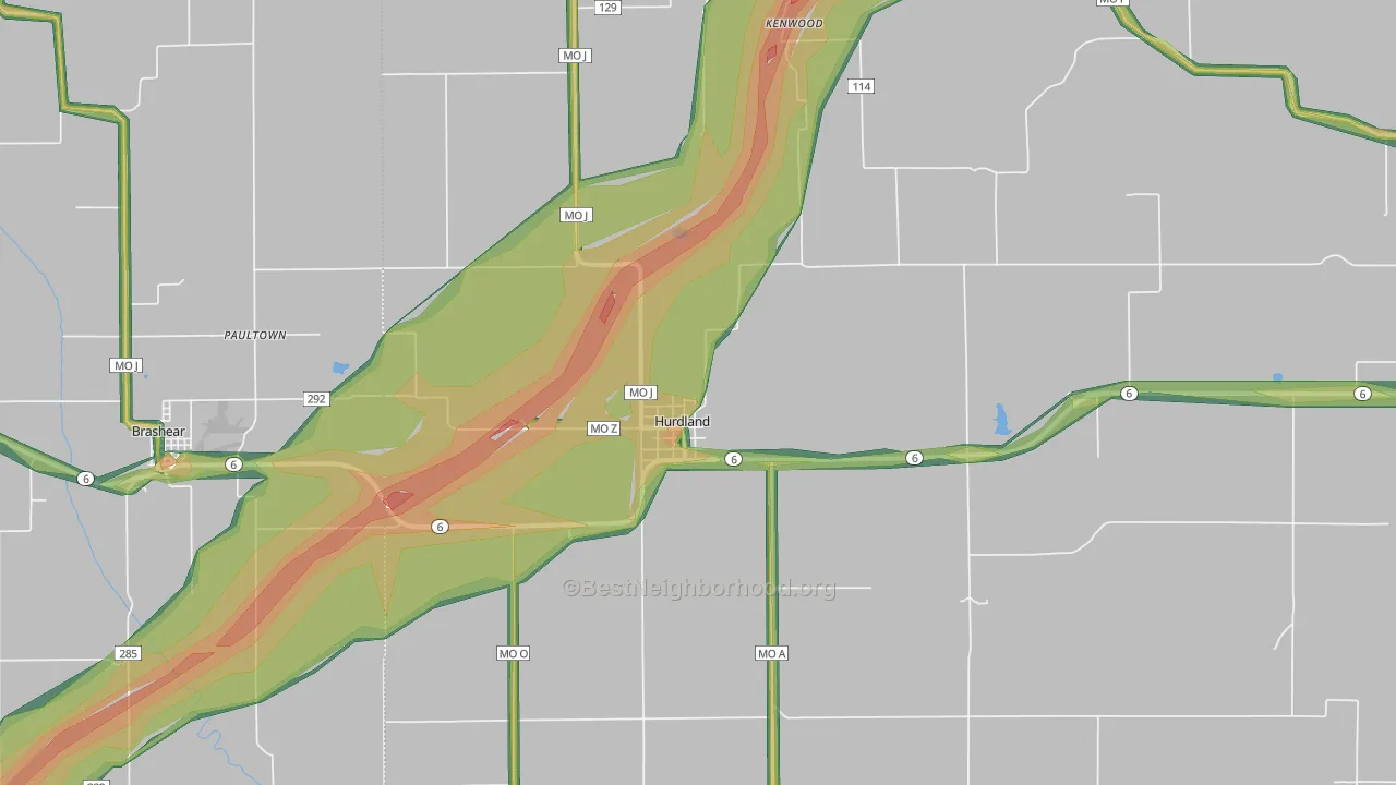 63547, MO Map of Noise Levels in 63547