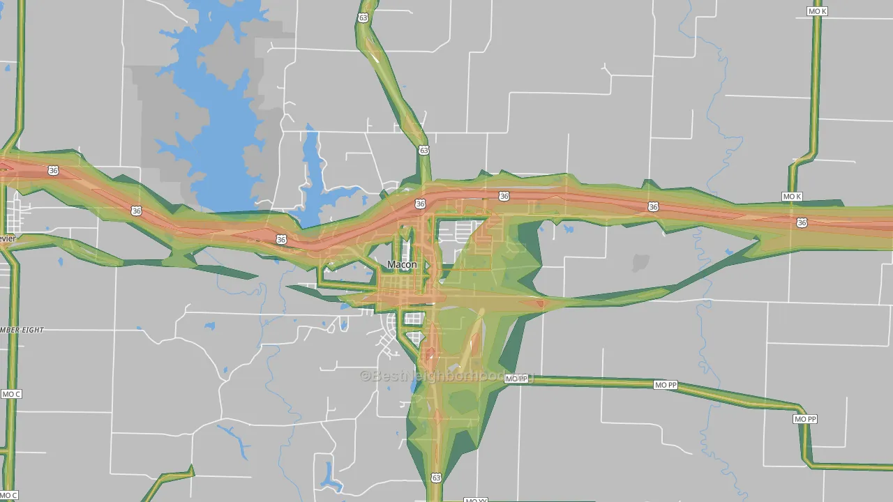 63552, MO Map of Noise Levels in 63552