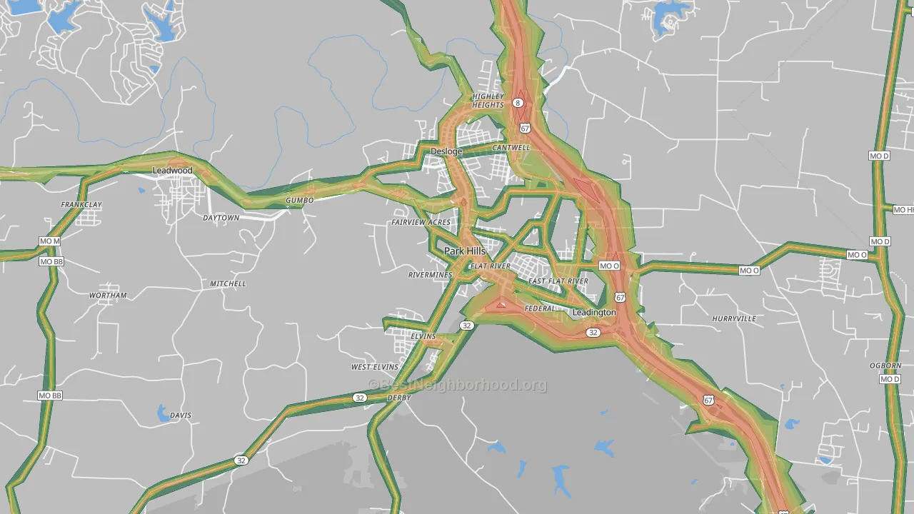 63601, MO Map of Noise Levels in 63601