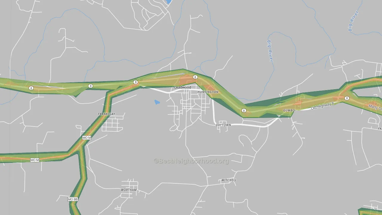 63653, MO Map of Noise Levels in 63653