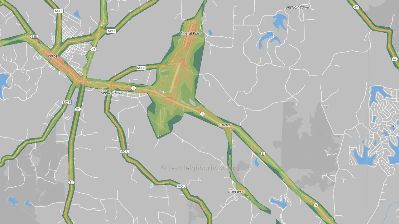 63660, MO Map of Noise Levels in 63660