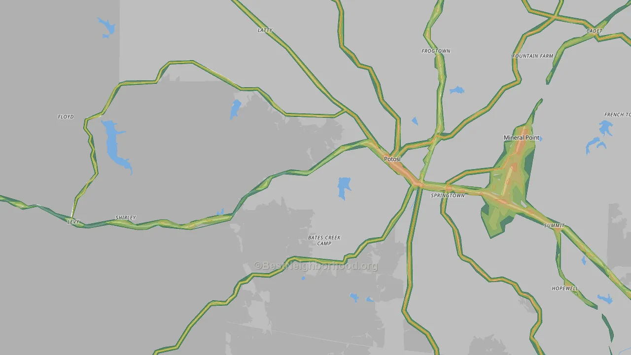 63664, MO Map of Noise Levels in 63664