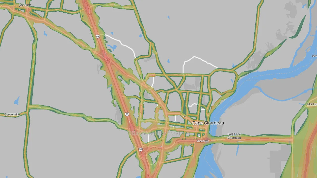 63701, MO Map of Noise Levels in 63701
