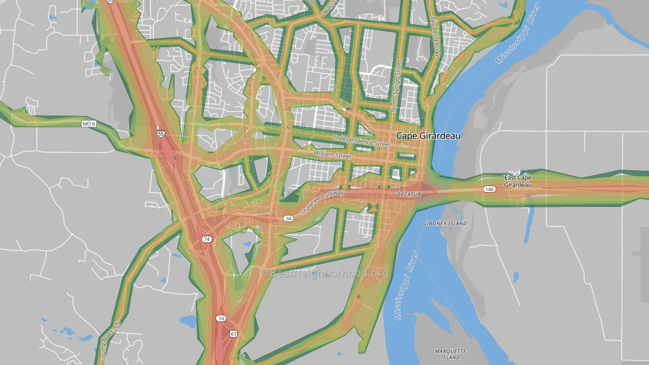 63703, MO Map of Noise Levels in 63703