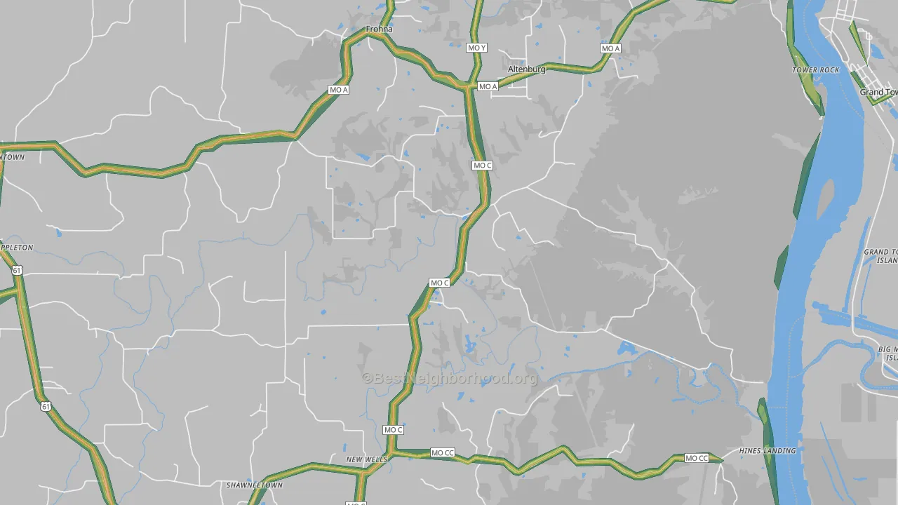 63732, MO Map of Noise Levels in 63732