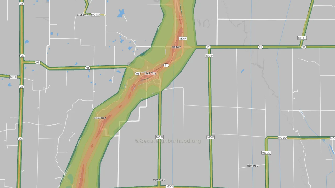63735, MO Map of Noise Levels in 63735