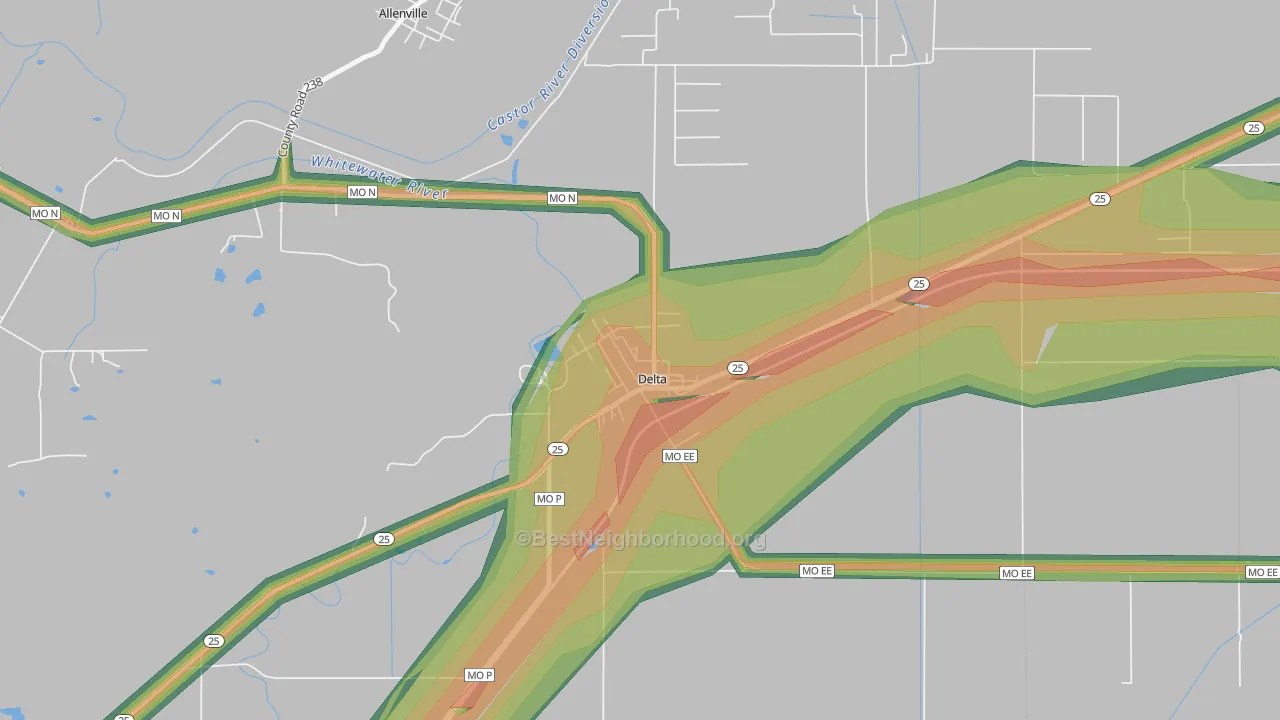 63744, MO Map of Noise Levels in 63744