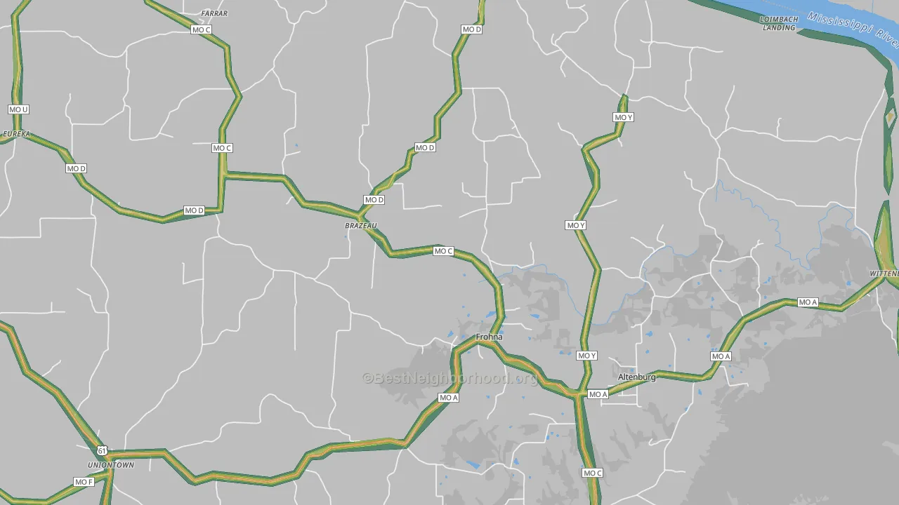 63748, MO Map of Noise Levels in 63748