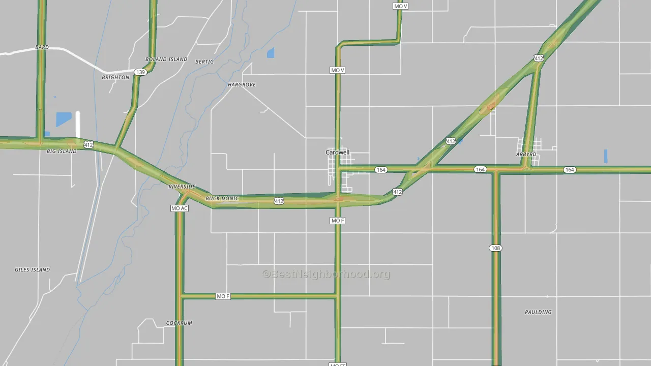 63829, MO Map of Noise Levels in 63829