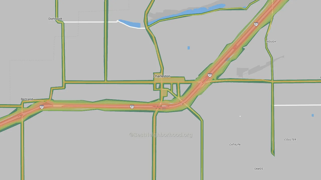 63834, MO Map of Noise Levels in 63834