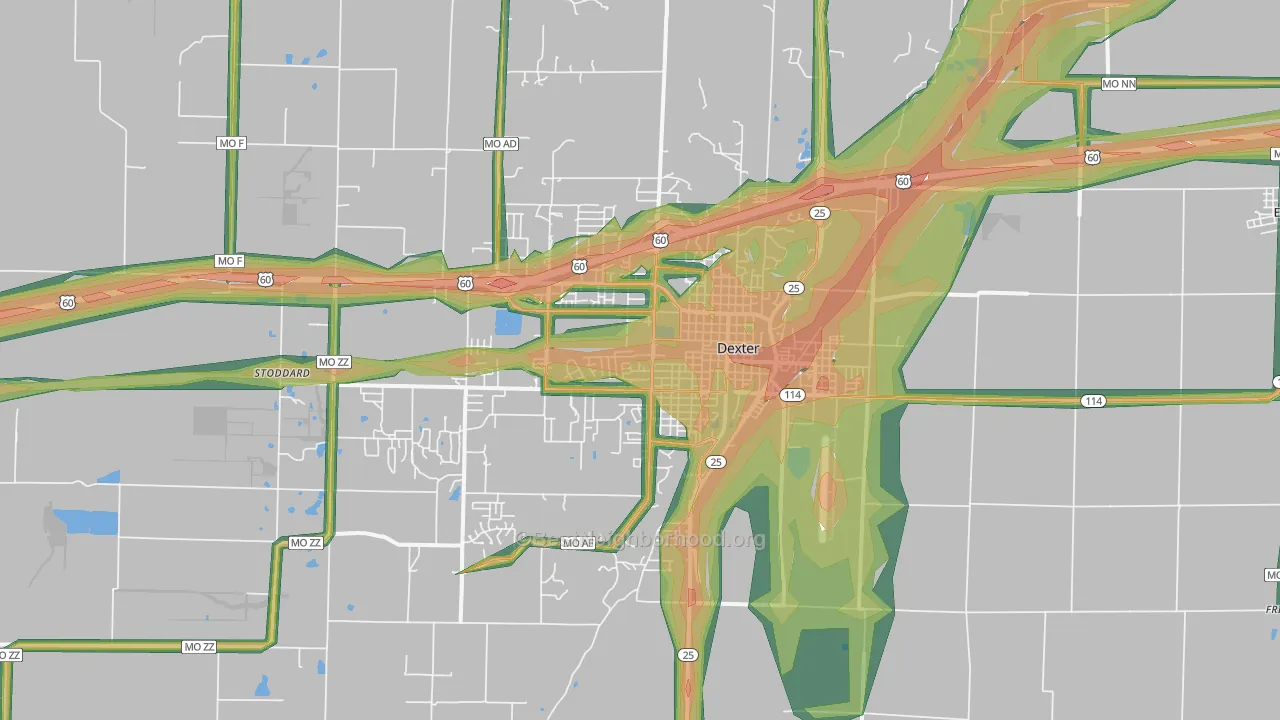 63841, MO Map of Noise Levels in 63841