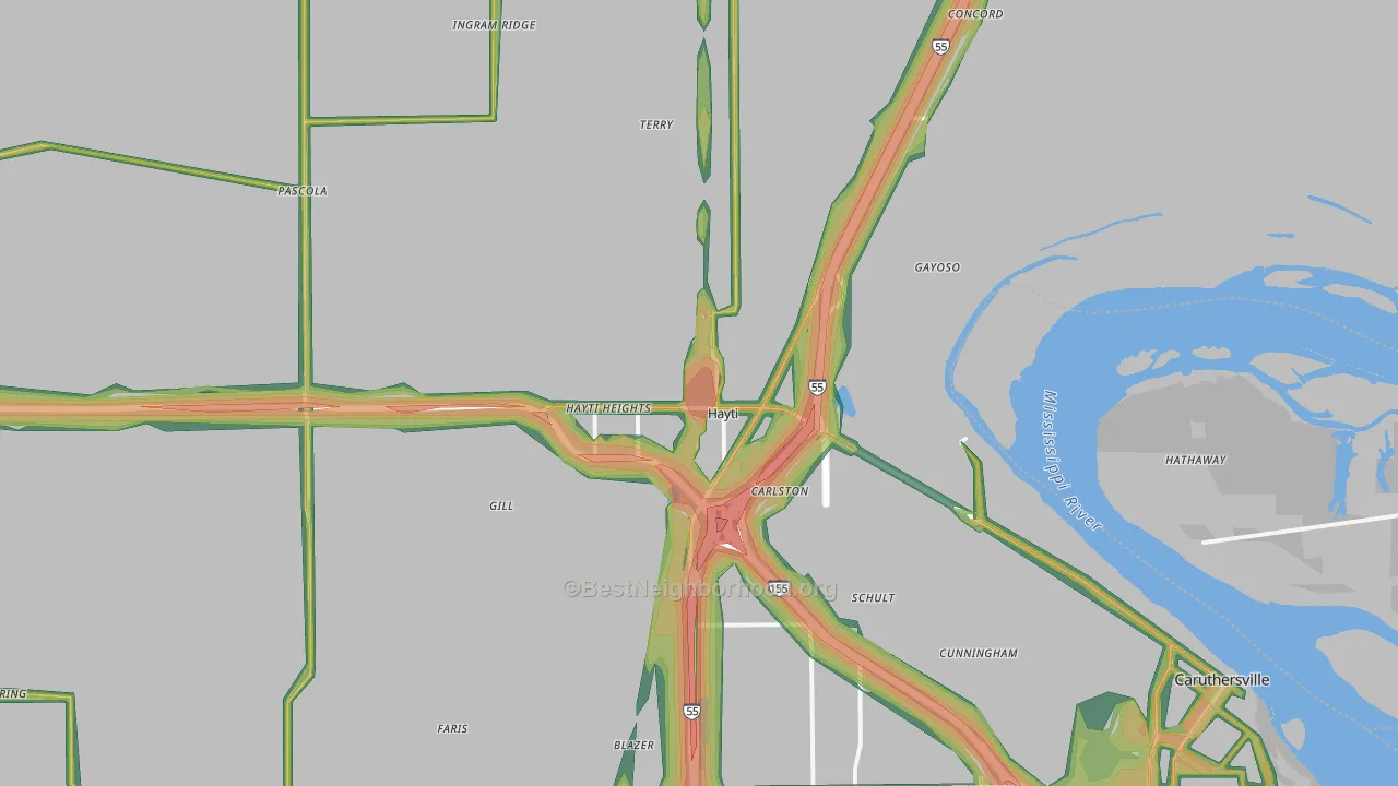 63851, MO Map of Noise Levels in 63851