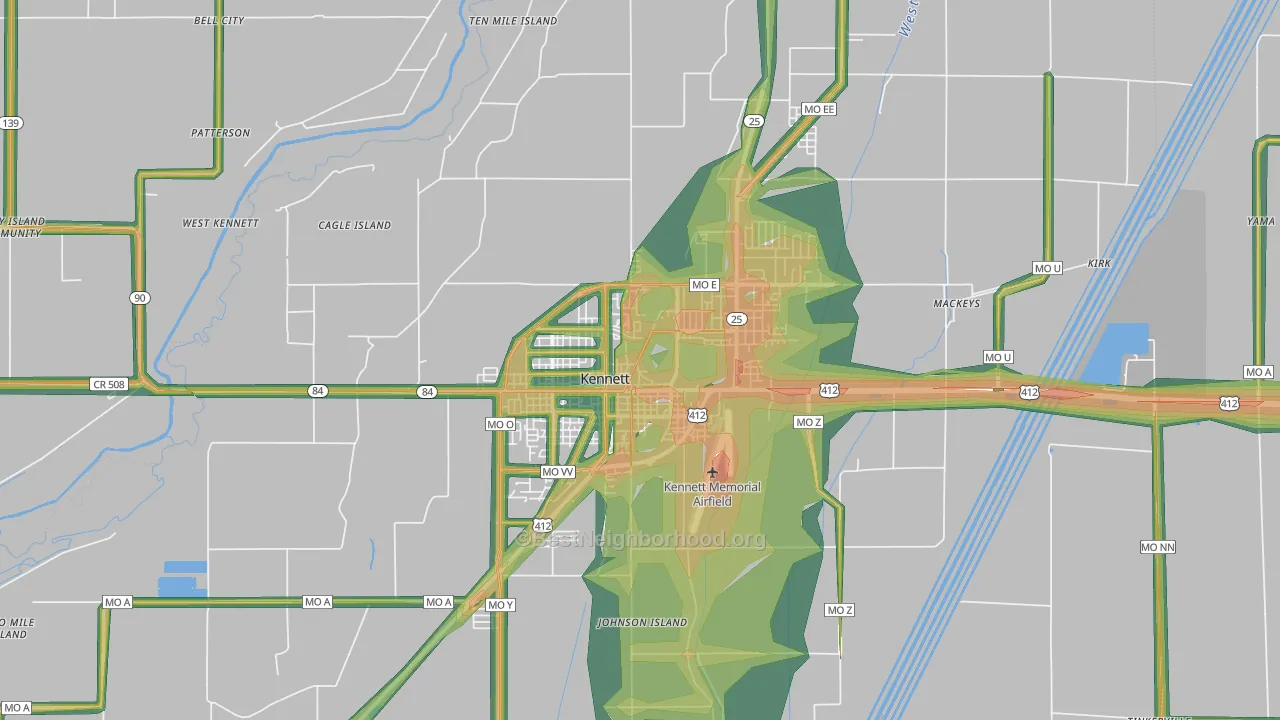 63857, MO Map of Noise Levels in 63857