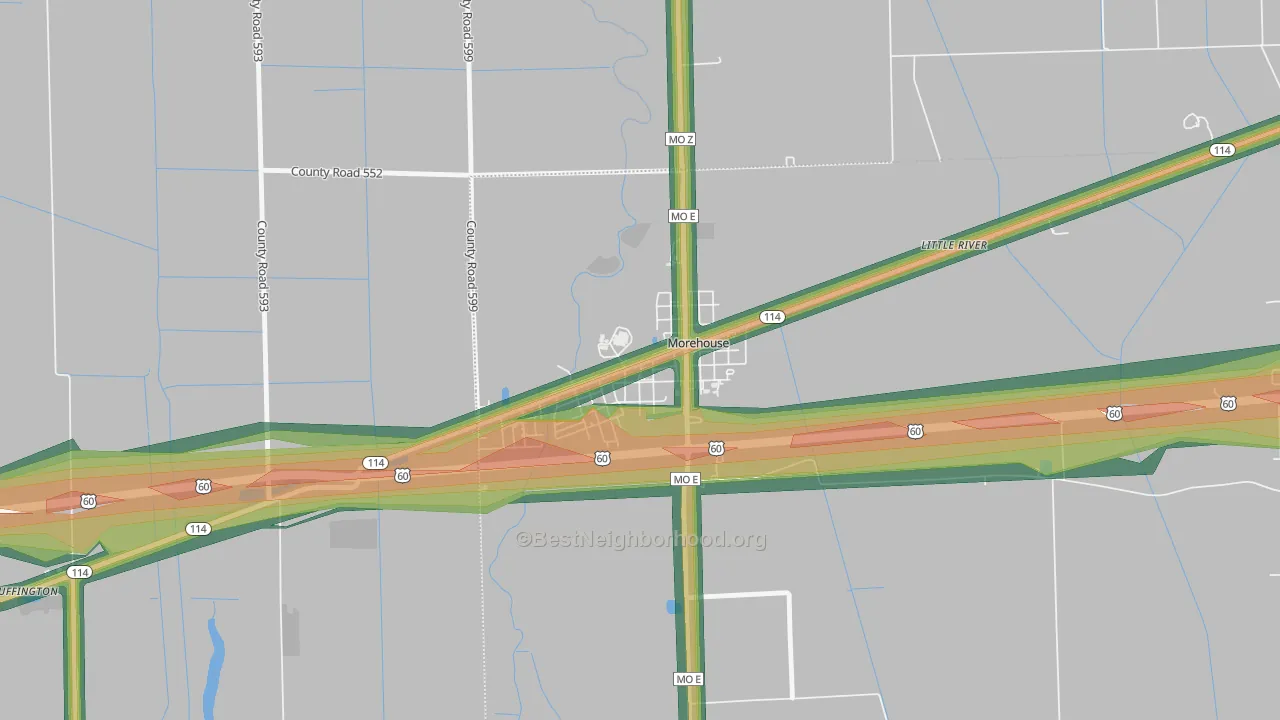 63868, MO Map of Noise Levels in 63868