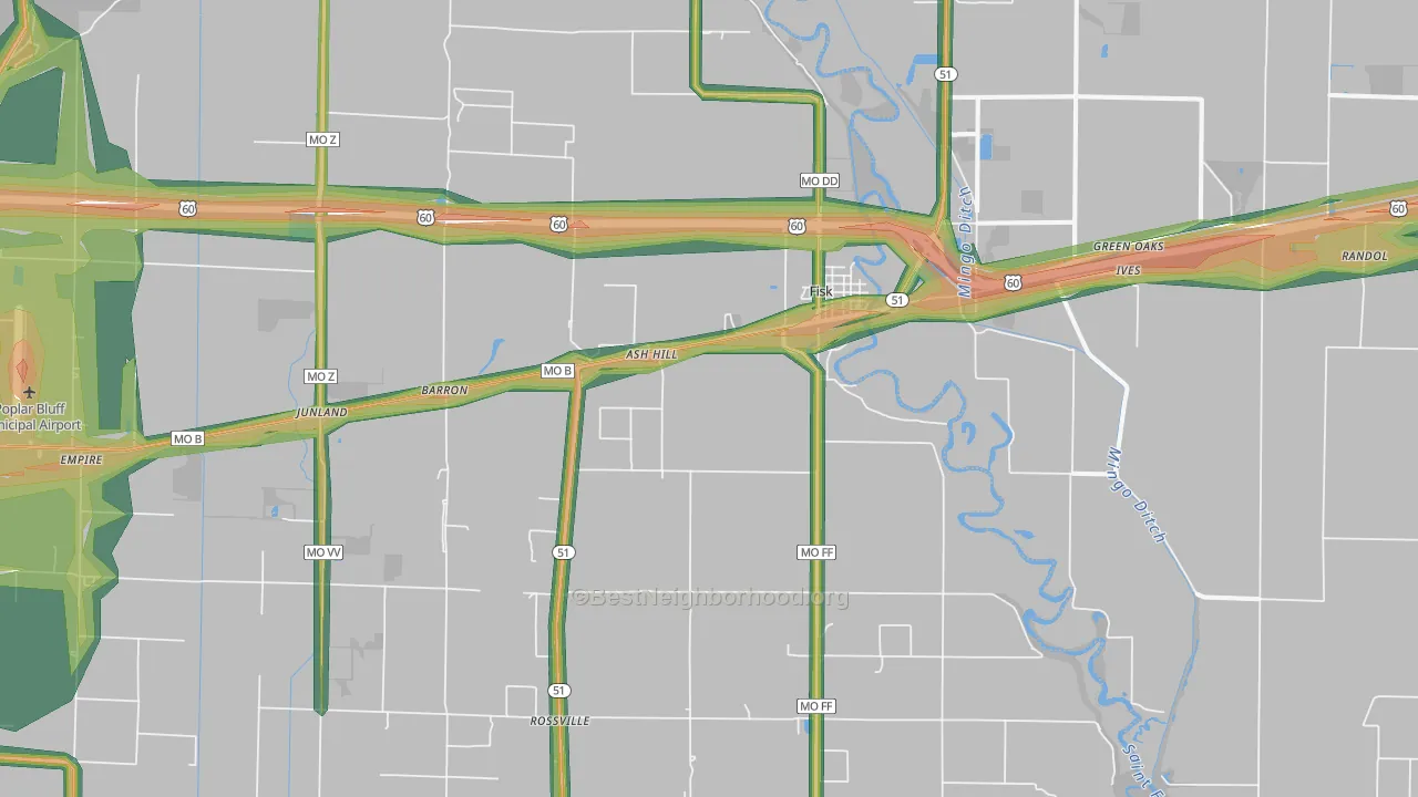 63940, MO Map of Noise Levels in 63940
