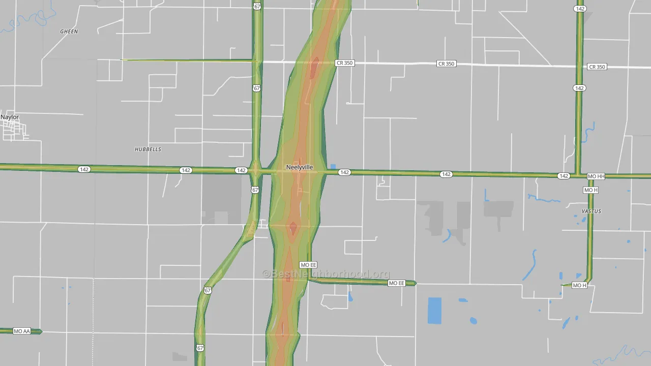 63954, MO Map of Noise Levels in 63954